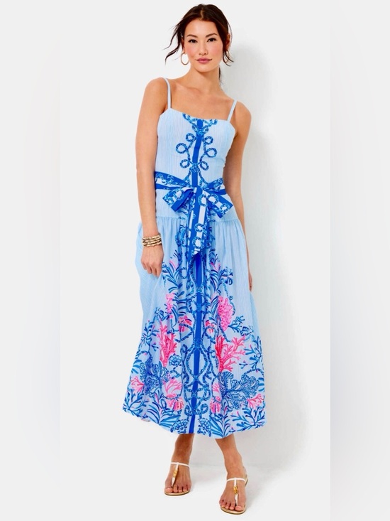Lilly Pulitzer Dresses & Skirts - Lilly Pulitzer Saylar Maxi Dress 16 Naut Today Engineered Seersucker Blue Pink
